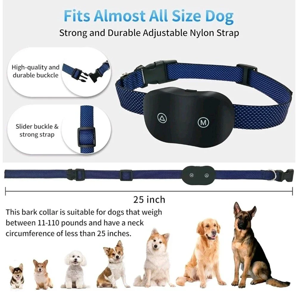 Rechargeable Dog Bark Training Collar Waterproof Electric Anti-Barking Collars
